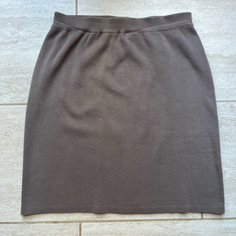 Vintage 90s Taupe Cotton Knit Mini Skirt | Minimalist Coastal Grandma Petite M